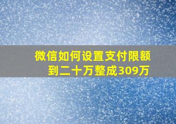 微信如何设置支付限额到二十万整成309万