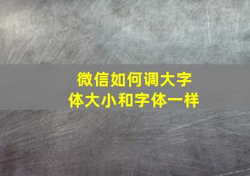 微信如何调大字体大小和字体一样