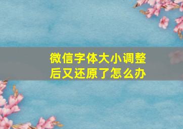 微信字体大小调整后又还原了怎么办