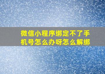 微信小程序绑定不了手机号怎么办呀怎么解绑