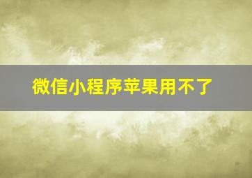 微信小程序苹果用不了