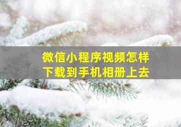 微信小程序视频怎样下载到手机相册上去