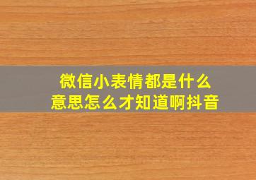 微信小表情都是什么意思怎么才知道啊抖音