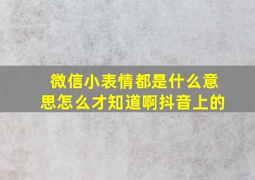 微信小表情都是什么意思怎么才知道啊抖音上的