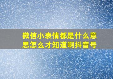 微信小表情都是什么意思怎么才知道啊抖音号