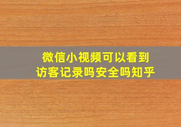 微信小视频可以看到访客记录吗安全吗知乎