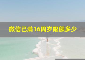 微信已满16周岁限额多少