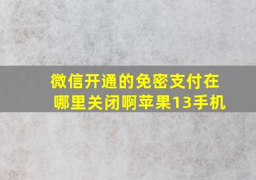 微信开通的免密支付在哪里关闭啊苹果13手机