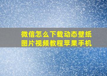 微信怎么下载动态壁纸图片视频教程苹果手机