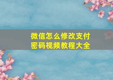 微信怎么修改支付密码视频教程大全