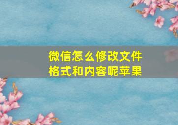 微信怎么修改文件格式和内容呢苹果