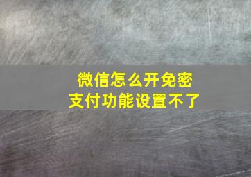 微信怎么开免密支付功能设置不了