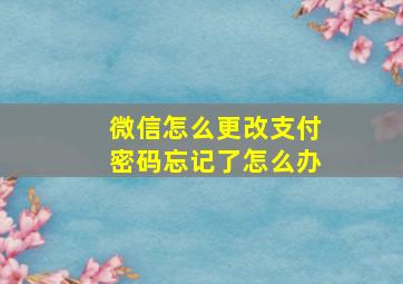 微信怎么更改支付密码忘记了怎么办