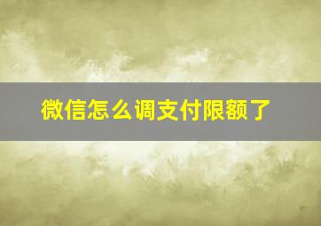 微信怎么调支付限额了