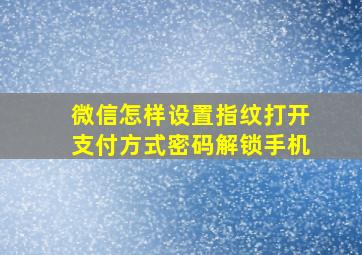 微信怎样设置指纹打开支付方式密码解锁手机