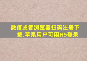 微信或者浏览器扫码注册下载,苹果用户可用H5登录