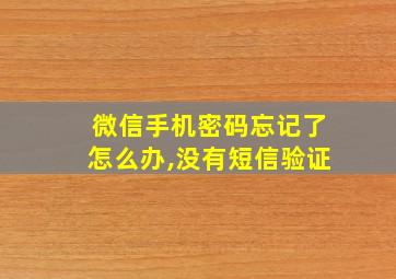 微信手机密码忘记了怎么办,没有短信验证