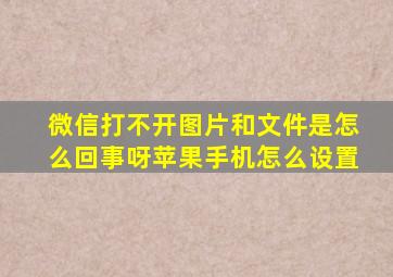 微信打不开图片和文件是怎么回事呀苹果手机怎么设置