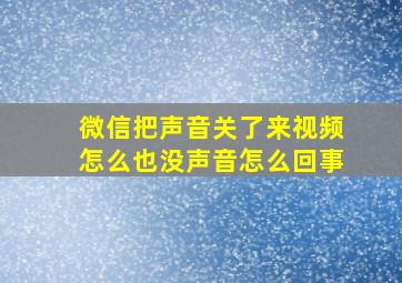 微信把声音关了来视频怎么也没声音怎么回事