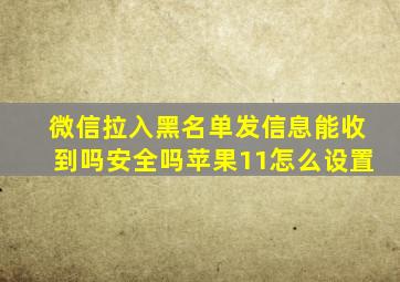 微信拉入黑名单发信息能收到吗安全吗苹果11怎么设置