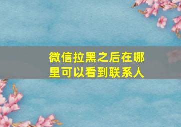 微信拉黑之后在哪里可以看到联系人