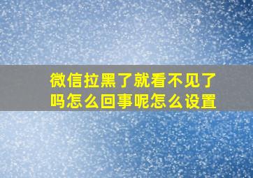 微信拉黑了就看不见了吗怎么回事呢怎么设置