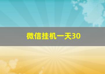 微信挂机一天30