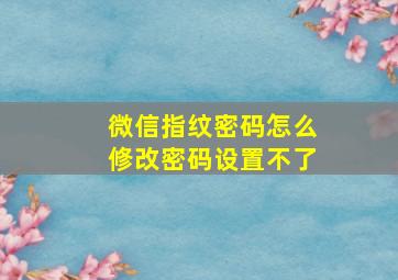 微信指纹密码怎么修改密码设置不了