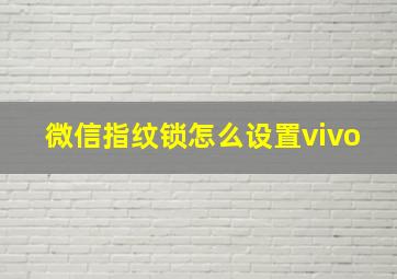 微信指纹锁怎么设置vivo