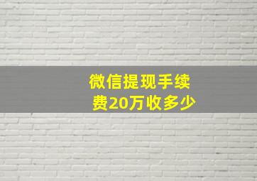 微信提现手续费20万收多少