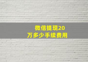 微信提现20万多少手续费用