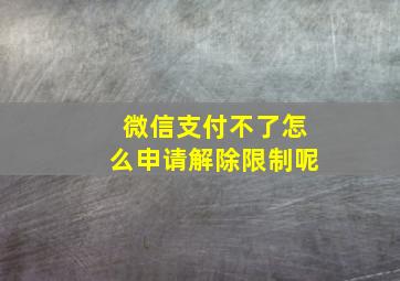 微信支付不了怎么申请解除限制呢