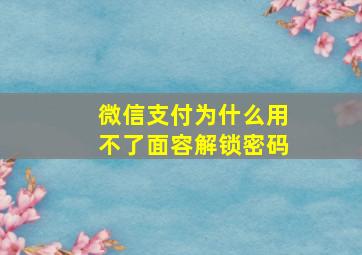 微信支付为什么用不了面容解锁密码