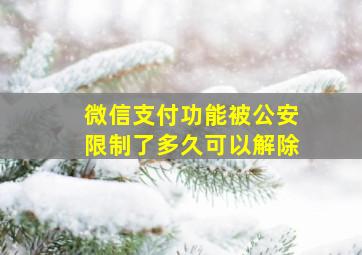 微信支付功能被公安限制了多久可以解除