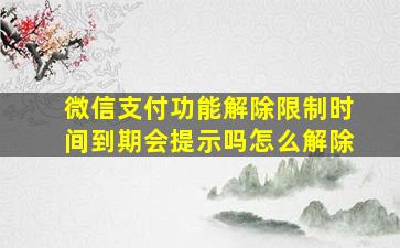 微信支付功能解除限制时间到期会提示吗怎么解除