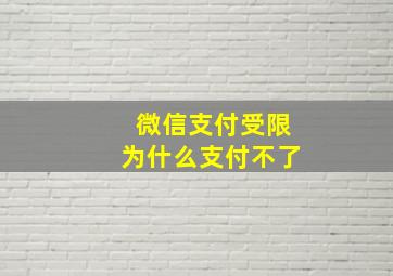 微信支付受限为什么支付不了