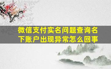 微信支付实名问题查询名下账户出现异常怎么回事