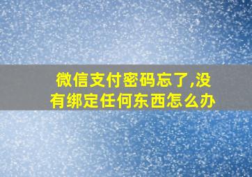 微信支付密码忘了,没有绑定任何东西怎么办