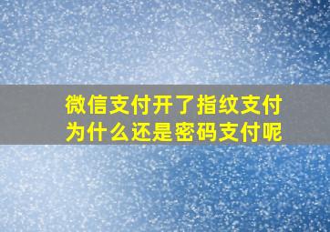 微信支付开了指纹支付为什么还是密码支付呢