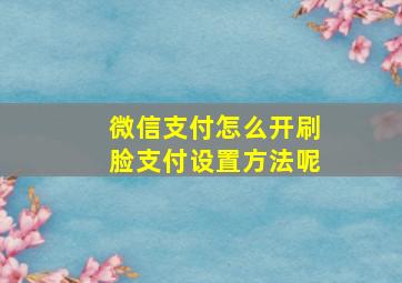 微信支付怎么开刷脸支付设置方法呢