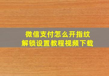 微信支付怎么开指纹解锁设置教程视频下载