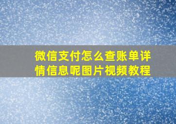 微信支付怎么查账单详情信息呢图片视频教程