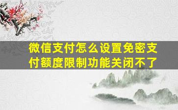 微信支付怎么设置免密支付额度限制功能关闭不了