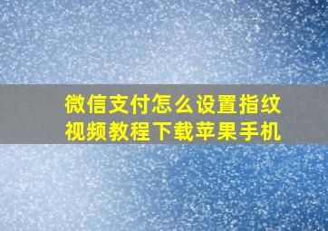 微信支付怎么设置指纹视频教程下载苹果手机