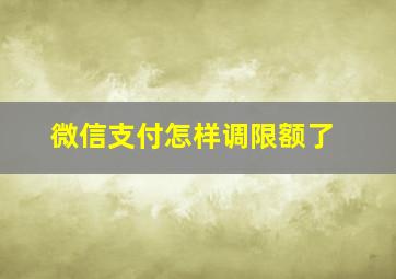 微信支付怎样调限额了