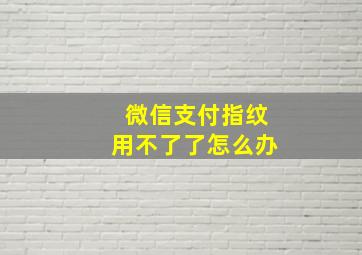 微信支付指纹用不了了怎么办