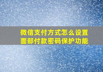 微信支付方式怎么设置面部付款密码保护功能