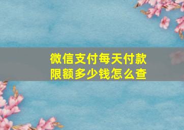 微信支付每天付款限额多少钱怎么查