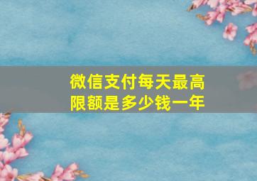 微信支付每天最高限额是多少钱一年