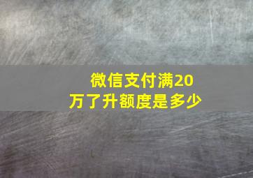 微信支付满20万了升额度是多少